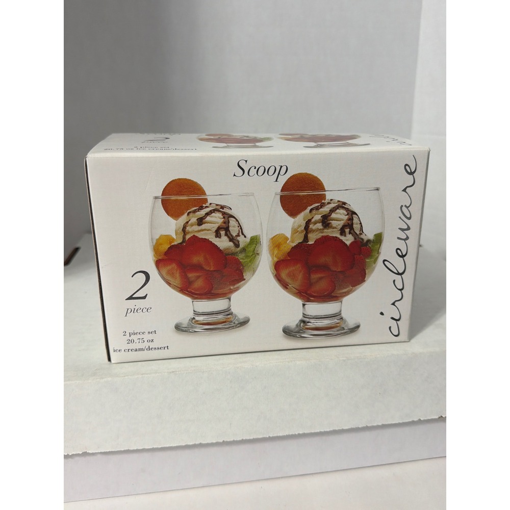 Circleware Scoop 2 Piece Footed Dessert Ice Cream Glass Set 20.75 oz 31972